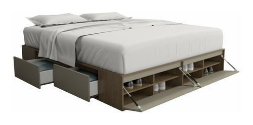 Box De Cama Cajonera Zapatero 6444 King Base Sommier 180 Bla