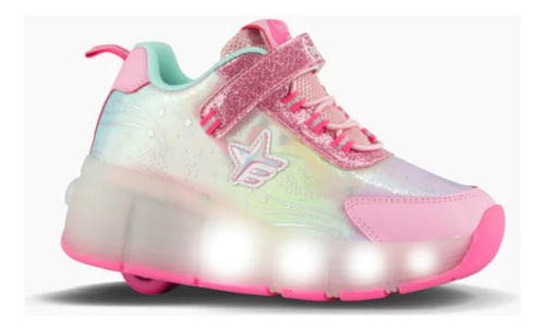 Zapatillas Footy Ruedas Multicolor Rosa Con Luces Led