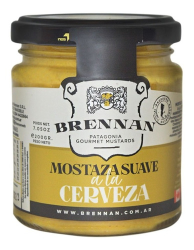 Mostaza Suave A La Cerveza 200 Gr. Marca Brennan