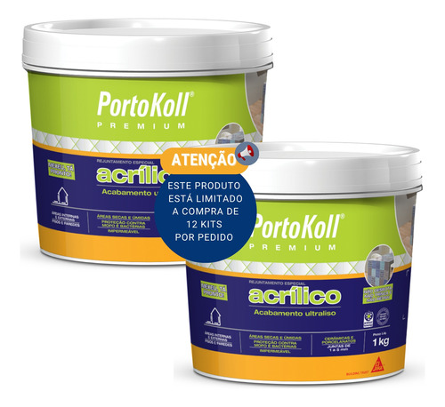 Rejunte Acrílico Portokoll Premium - Cinza Ártico - Kit 2un