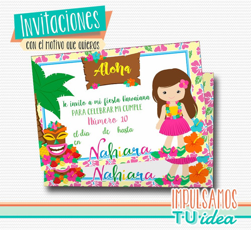 Cumple Hawaino, Invitación Cumple Hawai Imprimible