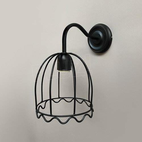 Aplique Pared Pantalla Mini 1 Brazo - Jaula Hierro Óxido