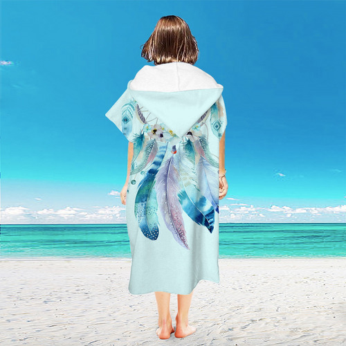 Albornoz Con Capucha Toalla De Playa, Plumas