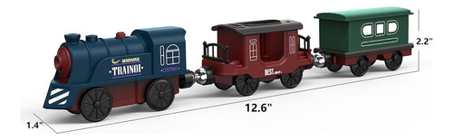 Tren A Pilas Para Pista De Madera, Juego De 3 Juguetes De Tr