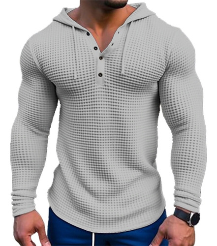 Sudadera Con Capucha Waffle Staple Para Hombre, Manga Larga