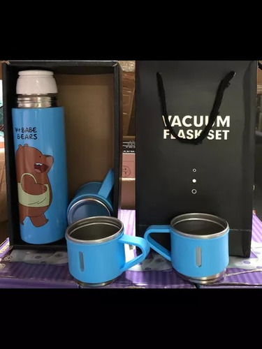 Botella Tipo Termo , De Acero Inoxidable, Con Tazas.