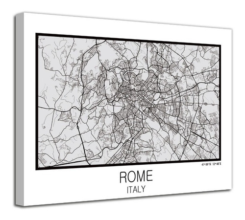 Cuadro Roma Italy Mapa En Lienzo Decorativo Foto Canvas