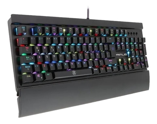 Teclado gamer Primus Ballista200S QWERTY Primus Red español latinoamérica color negro con luz RGB