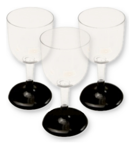 Copa De Vino Plastico Descartable Pie Negro X 12u Koval