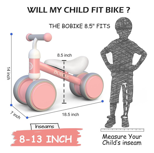Bicicleta De Equilibrio Para Bebés, Rosa, 4 Ruedas Sin Pedal