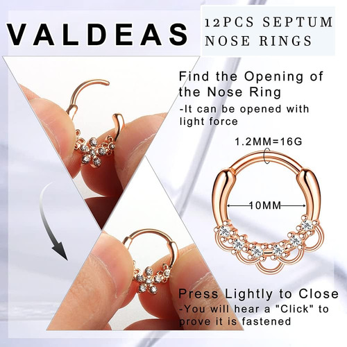 12pcs Aro De Clicker De Septum De 16g, Aro De Septum De...