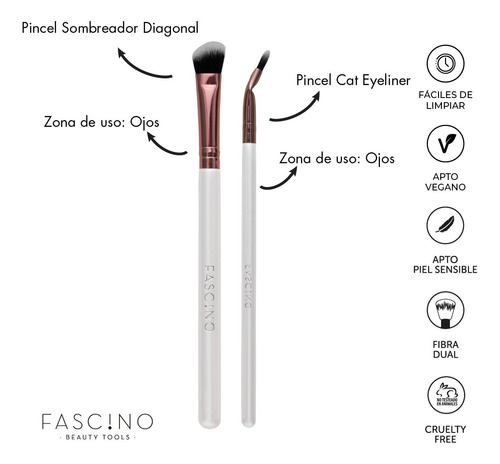 Imagen 9 de 12 de Set 18 Brochas Y Pinceles De Maquillaje Crueltyfree Fascino