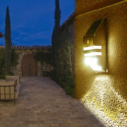 / Sensor Movimiento Pir Energía Solar 2 Led Luz Pared Camino