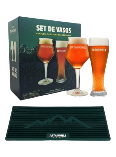 Estuche Vaso Cerveza Patagonia Curvo + Copa Tekku + Barmat