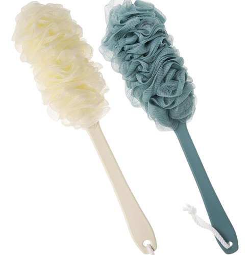 2 Pack Back Scrubber For Shower, Loofah On A Stick Loofah
