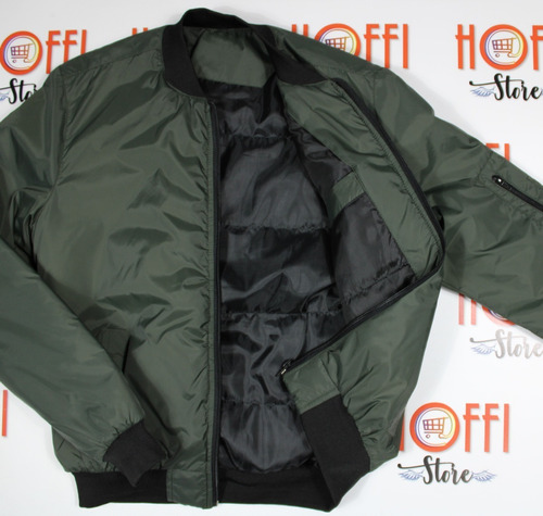 Chaqueta Bomber Hombre Bumper Bomper Piloto Verde Militar