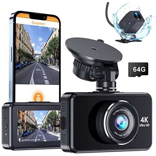 Dash Cam 4k Frontal Y Trasera, Cámara De Estacionamien...