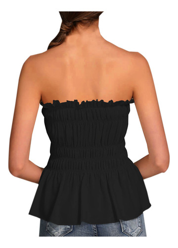 Top Corto Sin Tirantes Elástico De Cintura De Color Liso Par