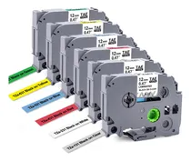 Comprar 6-pack Cinta De Etiquetas De Repuesto Para Brother P-touch Tze Cinta Laminada De 12 Mm 0,47 Pulgadas Tze-231 Tze131 Tze431 Tze531 Tze631 Tze731 Para P-touch Pt-d210 Ptd400 Pt-h100