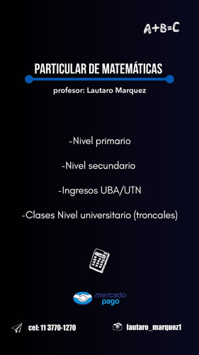 Clases Particulares De Matemática - Universidad, Secundaria.