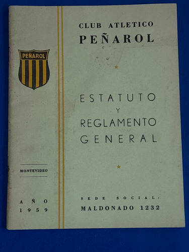 Estatutos Del Club Atlético Peñarol Año 1959