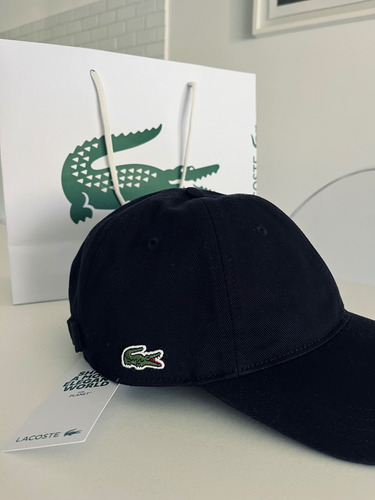 Gorra Lacoste 100% Algodón. Negra. Liquido Negro S Lisa (Usado)