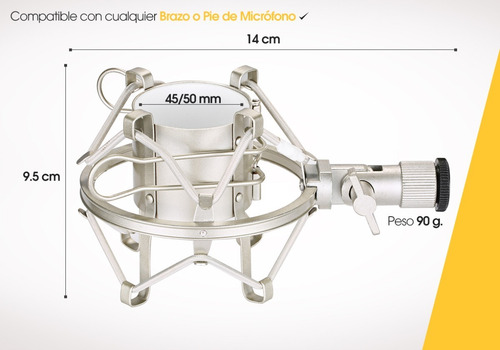Imagen 9 de 10 de Soporte Araña Microfono Condenser Mic Shockmount Estudio Pro