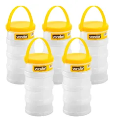 Comprar Kit 5 Potes Organizador Multiuso Com 4 Partes Alça Na Tampa no Mercado Livre