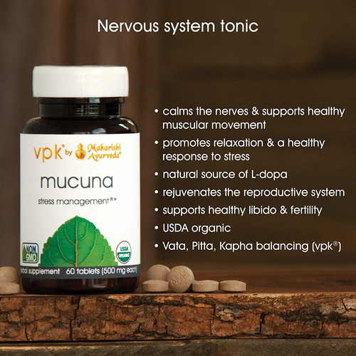 Mucuna Orgánica 60 Pastillas De Hierbas - 500 Mg Ea. El Sist