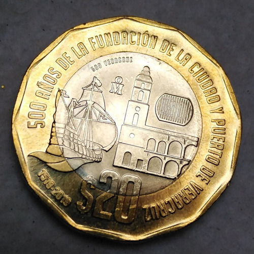 Moneda De 20 Pesos Connemorativa De Los 500 Años De Veracruz