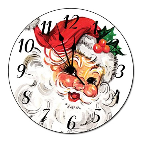 Reloj Vintage De Papá Noel De 10 Pulgadas, Reloj De Navidad