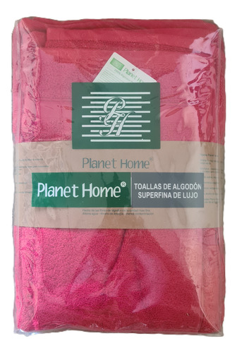 Conjunto De Toallas Y Toallon Planet Home Algodón 100% Peina Rojo Lisa