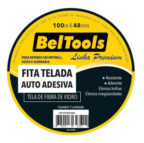 Fita Telada Fibra Vidro Premium 48mm X 90 Metros Beltools