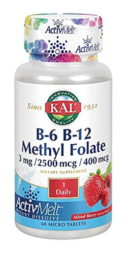 Kal B-6/b-12 Metil Folate Activmelt, Mezcla De Bayas, Blanco