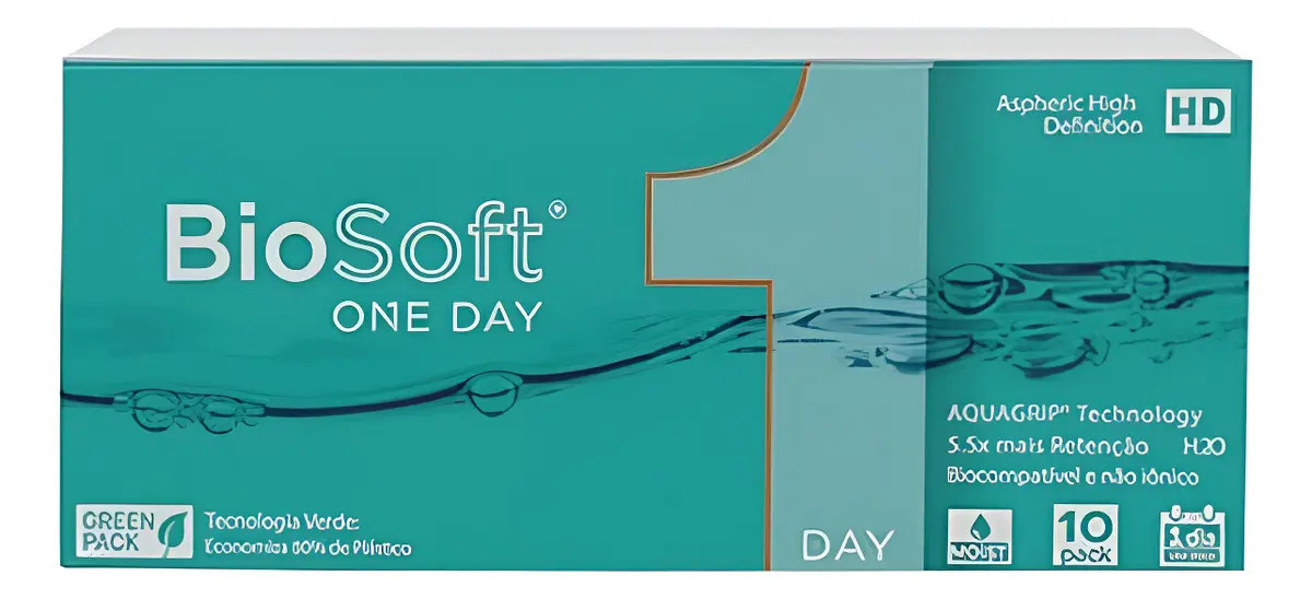 Lentes De Contato Biosoft 1 Day 10 Unidades Grau Cilíndrico Grau Esférico 5.50