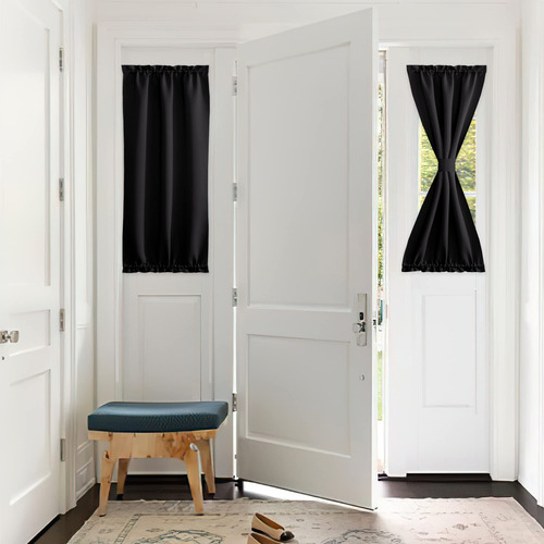 Cortina Opaca Elegante Para Puerta Francesa 25 X 50 Cm Negra