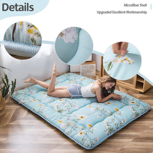 Colchón Futón Rústico Floral Plegable Individual 3.9 Pulgada