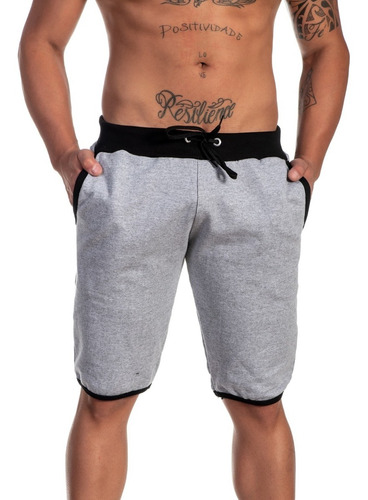 Bermuda Masculina Moletom Liso Com Amarração Casual Oferta