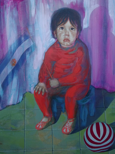 Niño Con Pelota - Original De Anibal Carreño