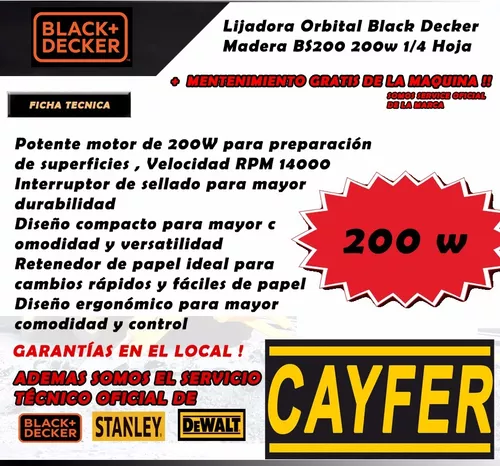 Lijadora Orbital 1/4 Hoja 200W Black Decker BS200