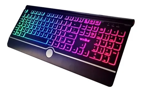 Teclado Gamer Weibo Qwerty Color Negro Con Luz Rgb