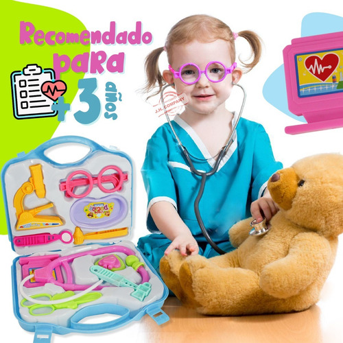 Imagen 3 de 7 de Kit Maletin Enfermera Juguete De Rol Medico Doctor Xf7769