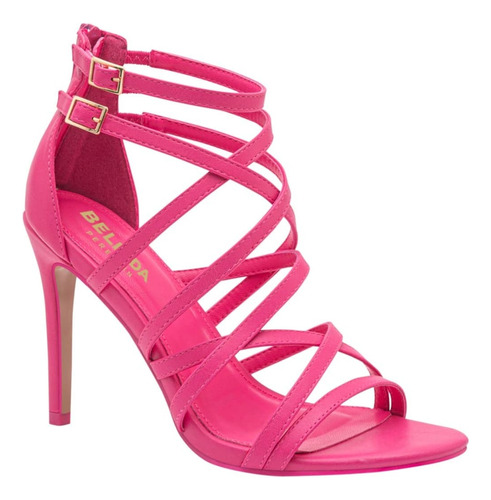 Zapatillas Sandalias Tacon Alto En Rosa 10cm