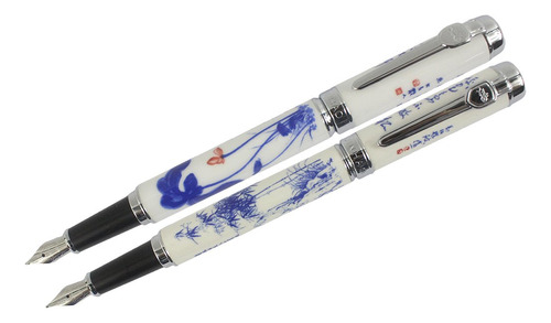 2pcs Jinhao 950 Azul Blanco Porcelana Pluma (punta 18