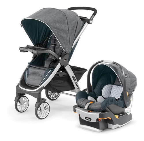 Cochecito de paseo Chicco Bravo Trío travel system poetic con chasis color plateado