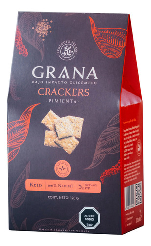 Galletas Crackers Grana Keto Sabor Pimienta 135g Vegana