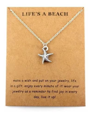 Collar Estrella De Mar Life's Is A Beach Colgante Cadena  