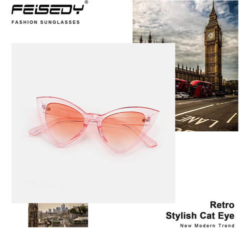 Feisedy Gafas De Sol Estilo Ojo De Gato Retro Para Mujer Gaf