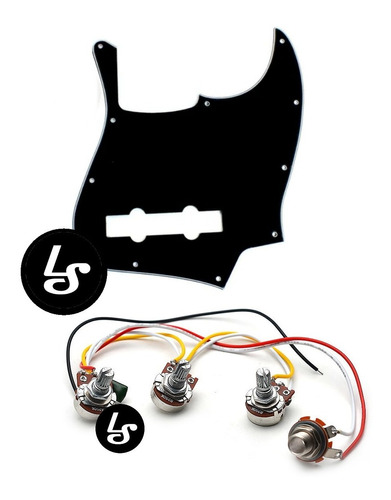 Imagen 1 de 7 de Circuito Jazz Bass Control Plate Cableado + Pickguard Negro
