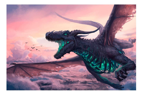 Vinilo 80x120cm Dragon Ilustracion Dibujo Digital